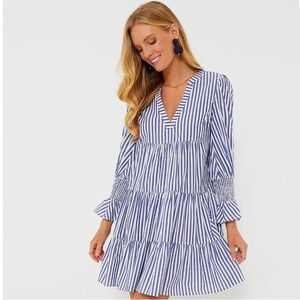 TUCKERNUCK POMANDER PLACE EUC Blue White Stripe Cotton Poplin Kenzo Dress